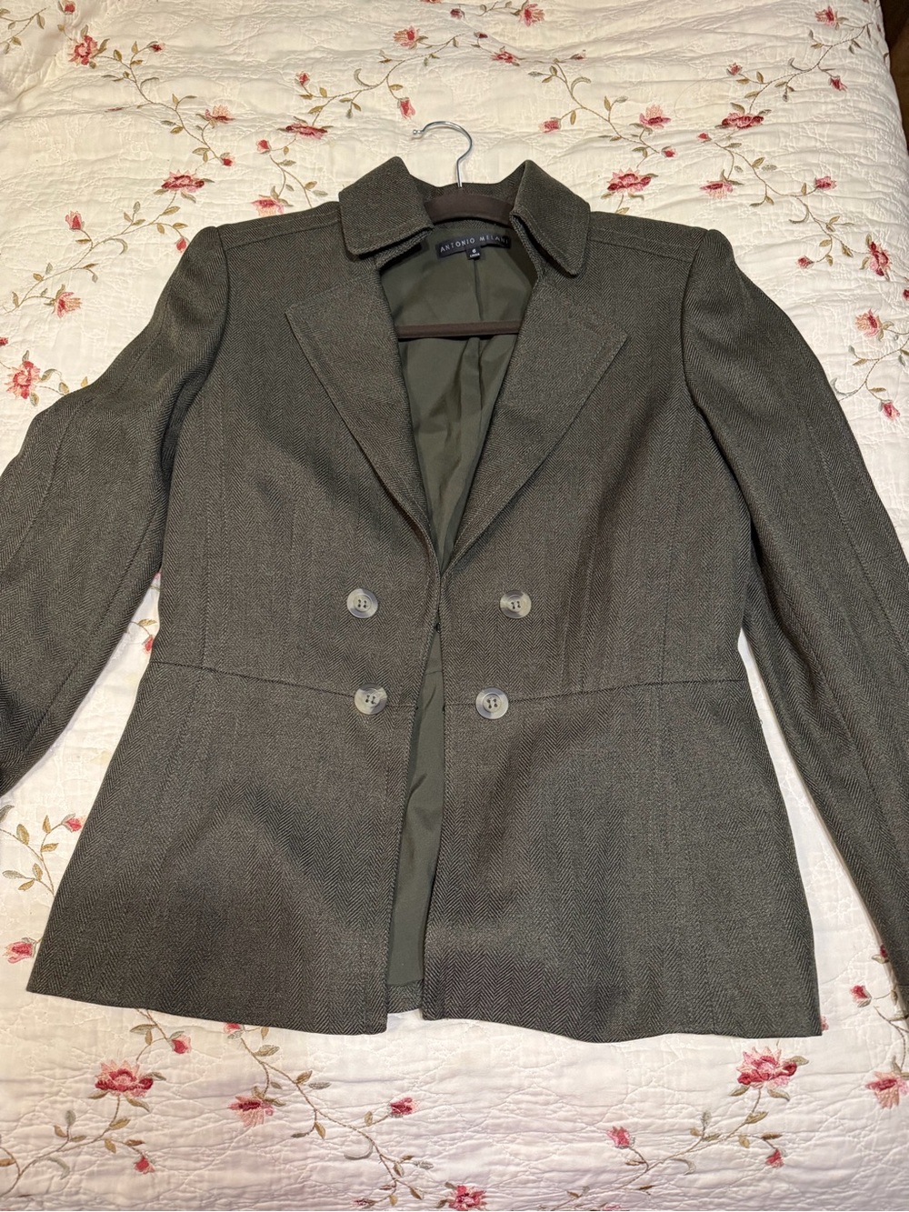 Antonio Melani Olive Green Double-Breasted Women's Blazer